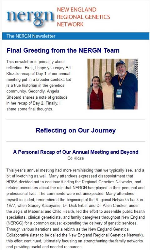 Shot of final newsletter. Click on link to read the newsletter